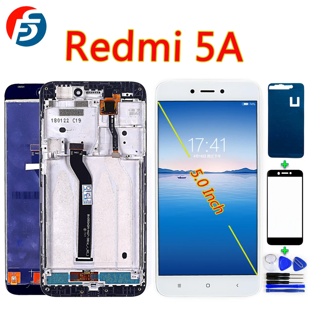 Сменный ЖК-дисплей Fansu для Xiaomi Redmi 5A, сенсорный экран, 5,0 дюймов, дигитайзер, сборка 1280*720, рамка с инструментами, стеклянная пленка