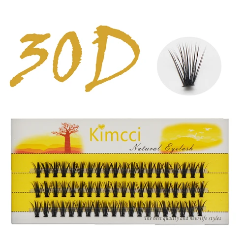 Kimcci 천연 밍크 속눈썹 연장, 러시아 볼륨 인조 속눈썹, 개별 30D 클러스터 속눈썹, 메이크업 섬모, 60 번들 2