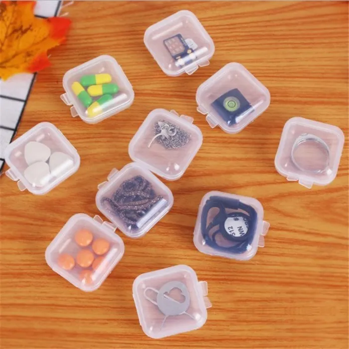 1-20Pcs Small Square Transparent Plastic Jewelry Storage Box For Earrings