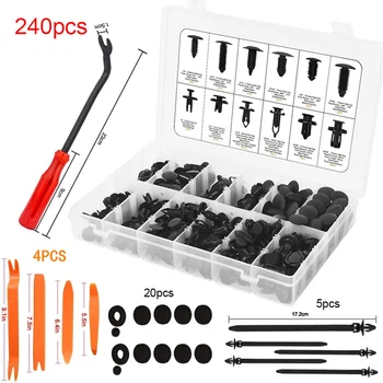 

240pcs Auto Fastener Clip Car Body Push Retainer Pin Rivet Bumper Door Trim Panel Retainer Fastener Kit for Ford Honda Toyota