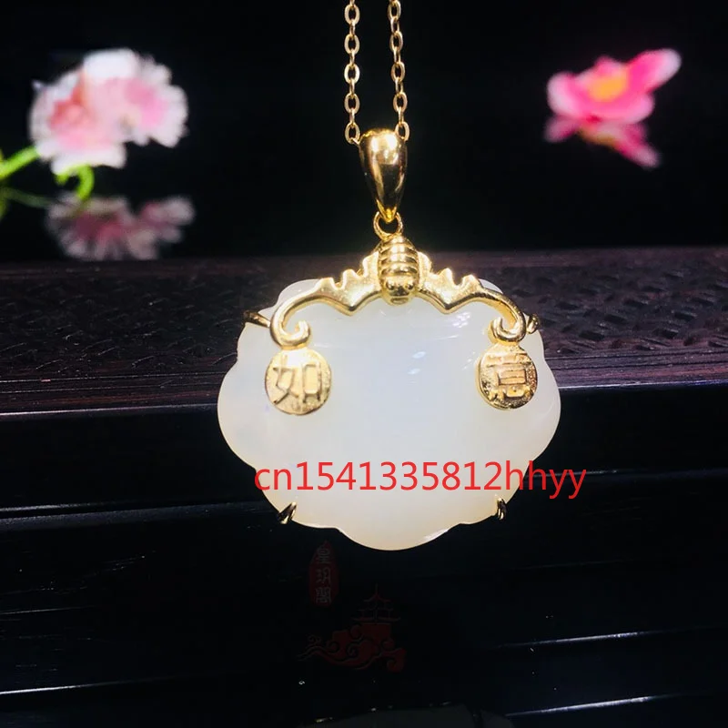 

Hot Selling925 Silver Hetian Jade Ruyi Lock Pendant Charm Jewellery Hand-Carved Pendant for Women Men Fashion Accessories