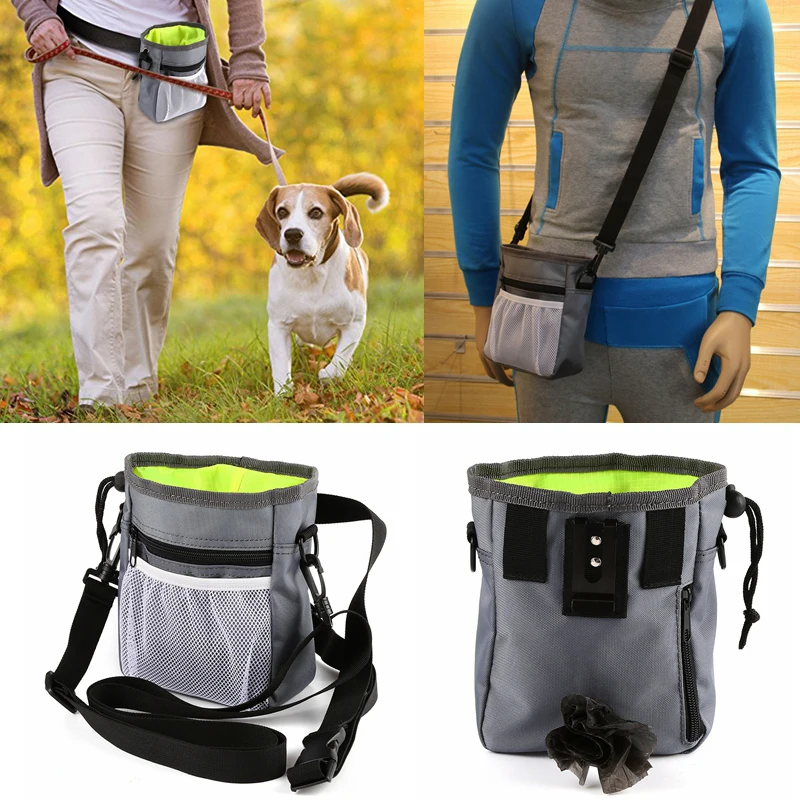Pet Treat Training Pouch,Dog Treat Training Pouch Oxford Feed Storage Bag Portable Snack Reward Waist Bag with Shoulder Strap for Outdoor Travel