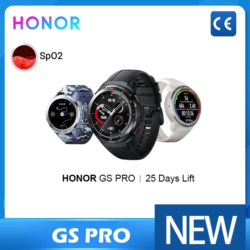 Оригинальные Смарт-часы Honor Watch GS Pro глобальная/китайская версия AMOLED SpO2 мониторинг