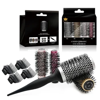 

Straightening Curly Hair Style Cylinder Aluminum Tube Thermal Conductive Fluffy Changing Handle Ceramic Rolling Comb Set G0111