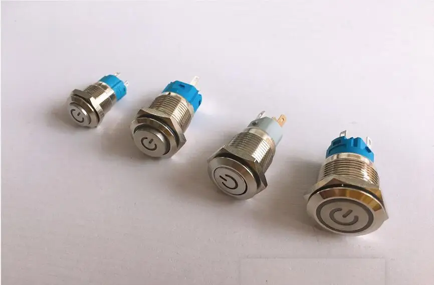 

12mm LED Power metal Push Button switch 4PIN 1NO tapping button start button waterproof