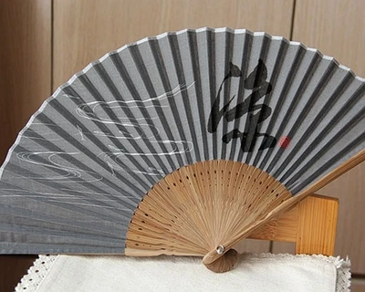 Японский Эдо и ветер двойной секционный вентилятор кимоно Складной вентилятор подарок - Цвет: linen grey liang