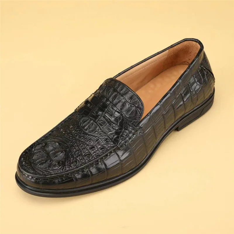 US $211.19 Business Casual Style Authentic Exotic Crocodile Skin Soft Sole Mens Loafers Genuine Alligator Leather Male Slipon Shoes