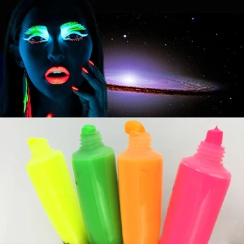 

12Pcs/Set Halloween Makeup Neon Fluorescent Body Paint Luminous Pigment Body Art Painted Luminous Paint Blonde Light Acrylic Pai