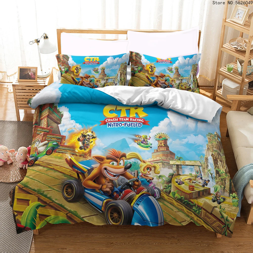 Cartoon Crash Bandicoot Bedding Set Play Game Duvet Cover Sets Kids