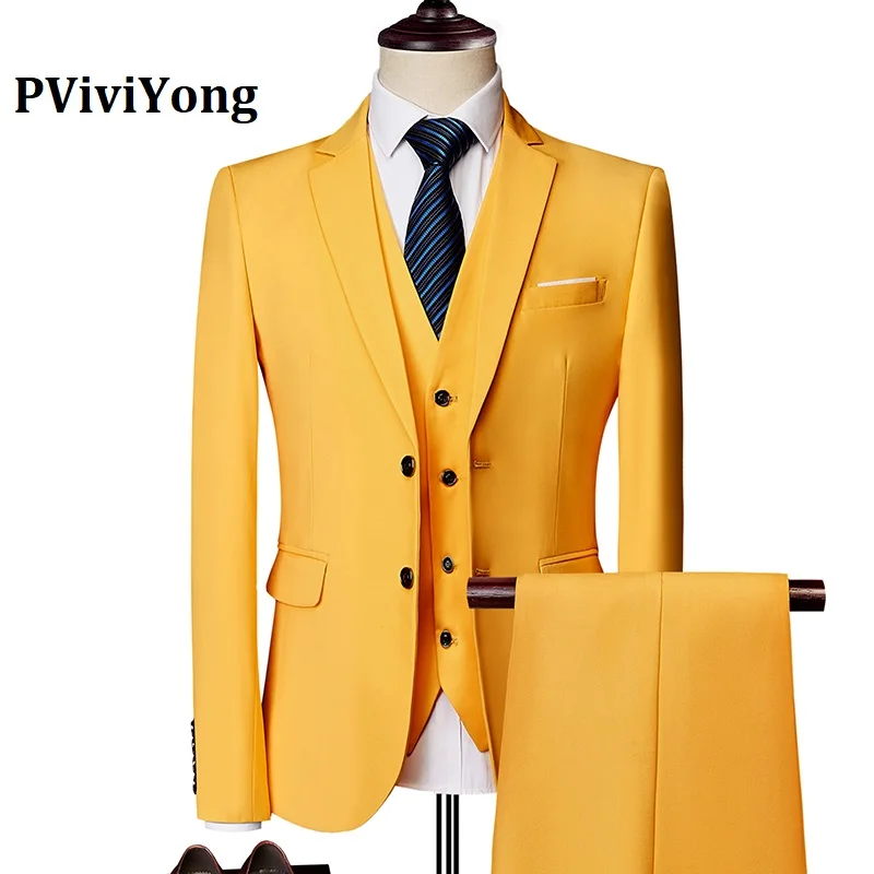 PViviYong brand high quality suit men，wedding Dinner party interview suit Three-piece(Jackets+ Vest+ Pants) 533