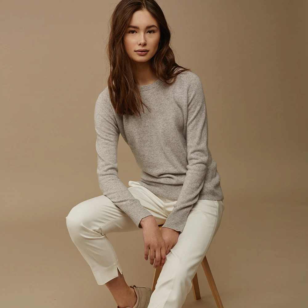 adohon 2020 woman winter 100% Cashmere sweaters knitted Pullovers jumper High Quality Warm Female O-neck Black white cheap top