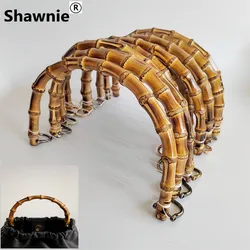 Bamboo Bag Handle Replacements Handmade Bag Purse Making Handles for Handbag Crafting With Snap Hooks Rattan Obag Purse Handle