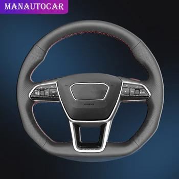 

Car Braid On The Steering Wheel Cover for Audi A6 (C8) Avant Allroad 2018-2019 A7 (K8) 2018-2019 S6 S7 2019 Auto Wheel Covers
