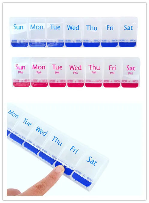 Mini 7days Pill Box Organizer Tablet Holder Slot Weekly Medicine Container Organizer Case For Pills Box Splitters 2 Colurs