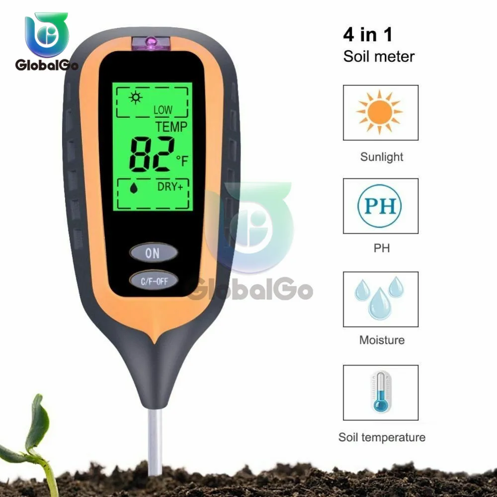 

4 IN 1 Digital Soil Moisture Sunlight PH Meter Tester Garden Plants Flowers Acidity Moisture Measurement Soil Water Test Tools