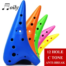 12 Holes Plastic Resin Ocarina Flute Alto C Key Anti-Broken Children Musical Instrument with Music Score for Beginner