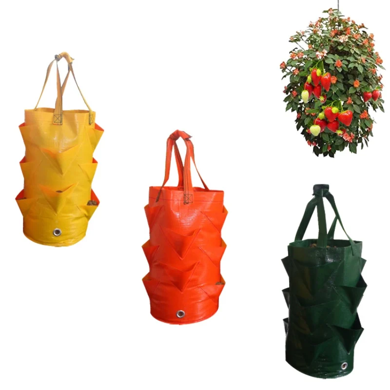 

Strawberry Planting Growing Bag 3 Gallons Multi-mouth Container Bags Grow Planter Pouch Root Bonsai Plant Pot Garden Supplies