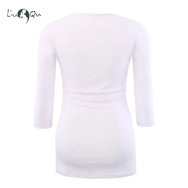 Christmas Ugly Womens Pregnant 3/4 Sleeve Maternity Clothes Pregnancy Shirt Elk Printting Maternity Blouses Flattering New Year