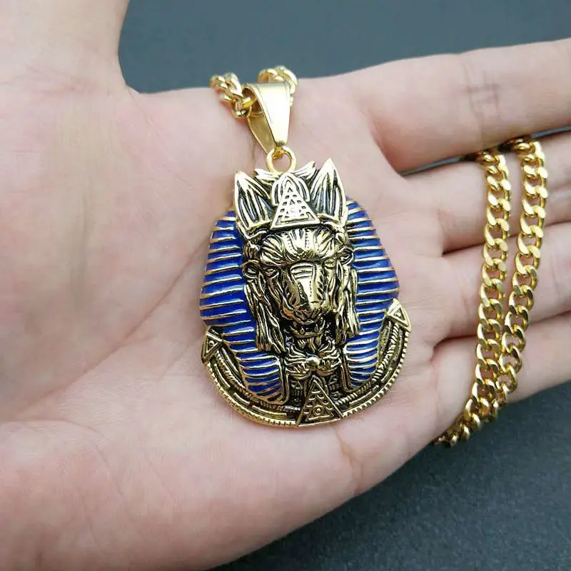 Ожерелья-подвески Anubis из нержавеющей стали золотого цвета в стиле панк-рок для