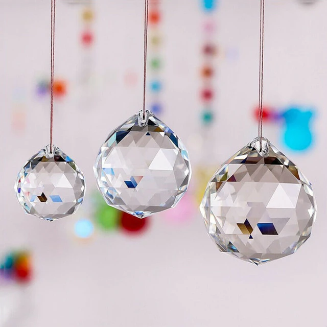 30mm Clear Crystal Lighting Ball Feng Shui Lamp Ball Prism Rainbow Sun  Catcher Home Wedding Party