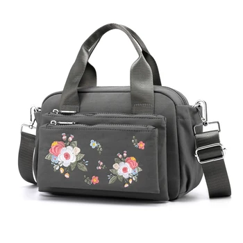 

Vintage Embroidery design women crossbody bag Multi Zipper ladies hand bags Large Capacity Female sac Waterproof nylon bolsos