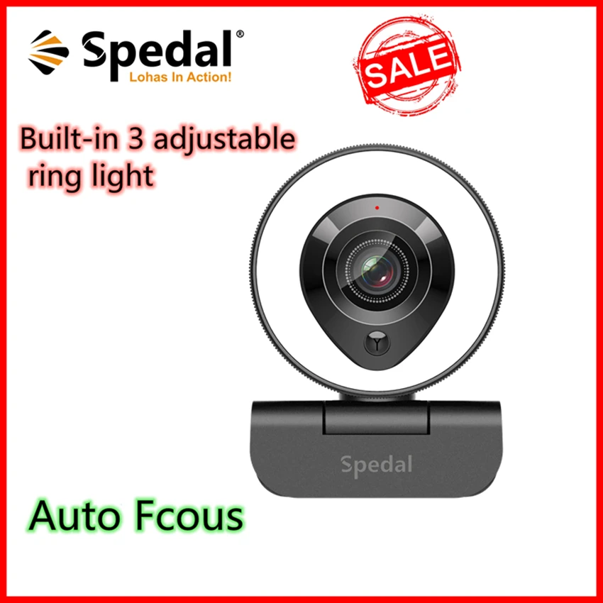 

Spedal C960 1080P Full HD Webcam with Ring Light & Dual Microphone Auto Fcous USB Pro Web Camera Stream for Mac Windows Laptop