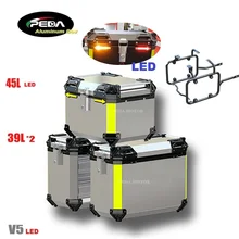 V5-6 Motorcycle Aluminum Box with LED Winker 45L Dual 39L Panniers Top Case Side Pannier Scooter Rear Trunk PEDA Motor