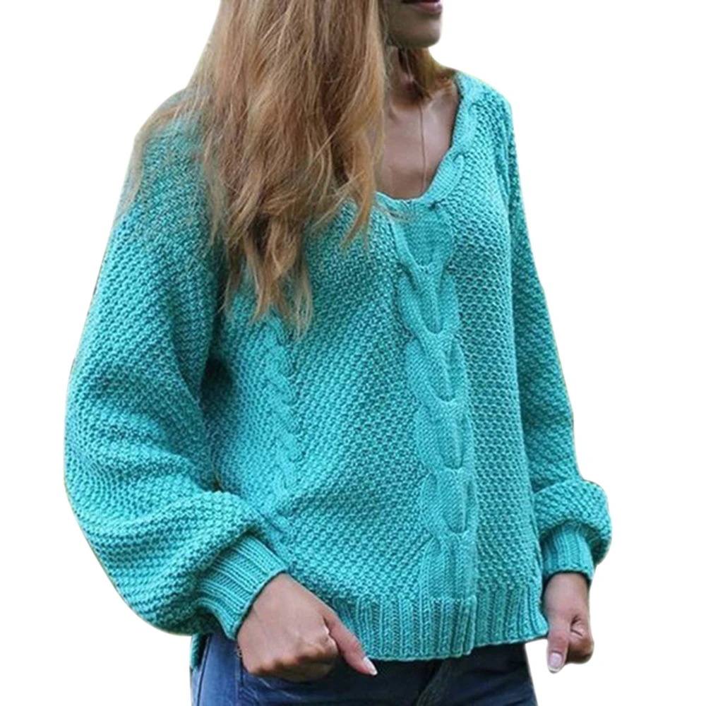 light blue LOOZYKIT, новинка, женский свитер, для осени и зимы, твист, мягкий,, женские свитера и пуловеры с рукавами-«фонариками», свитера, свободный джемпер - Цвет: light blue