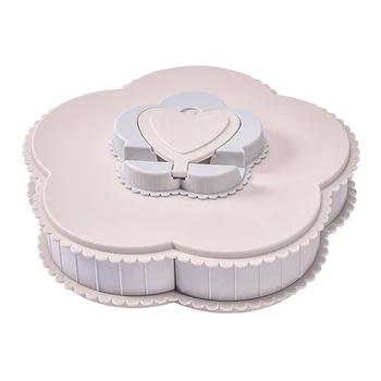 

Petal-Shape Rotating Candy Storage Box Flower Petal Shaped Dried Fruit Plate Nuts Snack Dessert Dish Container Phone Holder Pink