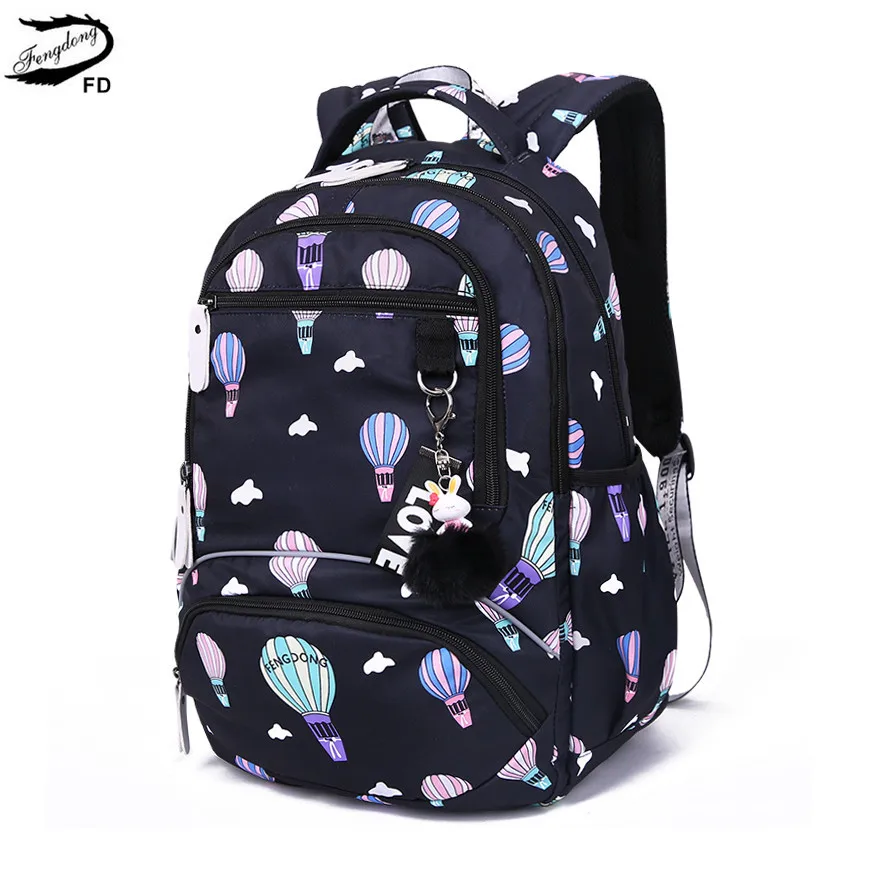 Fengdong, корейский стиль, детский школьный рюкзак, Детская сумка для книг, школьные сумки для девочек, водонепроницаемый рюкзак для ноутбука, женский рюкзак - Цвет: ballon