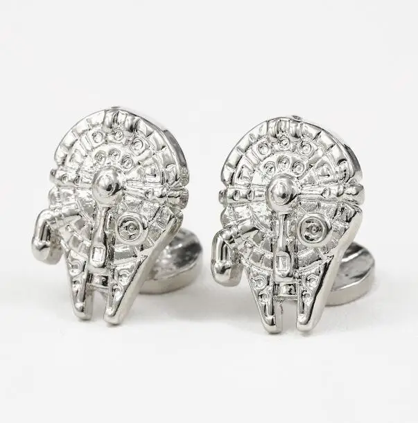 silver color CWFDY модная запонка ссылки зажим для галстука с принтом «Звездные войны» с рисунком «Тысячелетний сокол» запонки на булавке значок рубашка мужская фирменная обувь, свадебная обувь, пуговицы оптом - Окраска металла: silver color