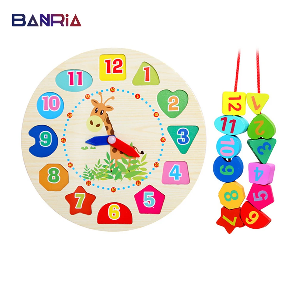 

12 Numbers Wooden Clock Puzzles Colorful Watch Puzzles Toys Giraffe Digital Geometry Cognitive Matching Educational Toy Clock