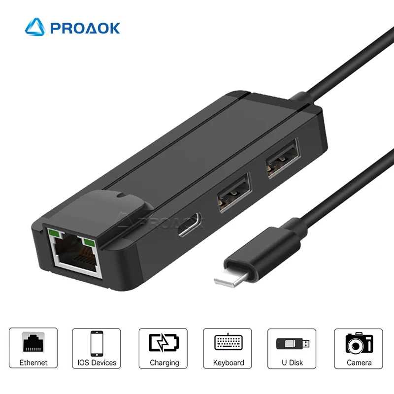 Адаптер 4 в 1 для iPhone/iPad к Ethernet RJ45 проводной сетевой USB концентратор конвертер