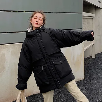 

Woman winter coats 2019 Autumn Hooded Parkas Winter Coat Women Loose Parka Casual warm Cotton Padded Jackets Woman's parka