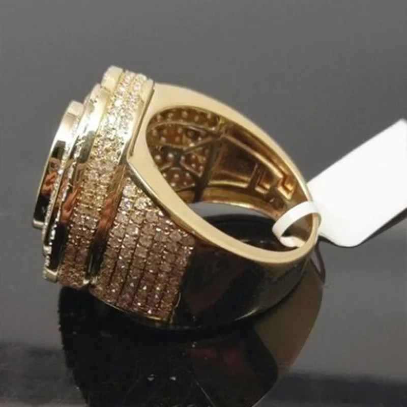Роскошное мужское кольцо в стиле хип-хоп золотого цвета с кристаллами cz, большие массивные обручальные кольца для мужчин, вечерние ювелирные изделия в стиле рок