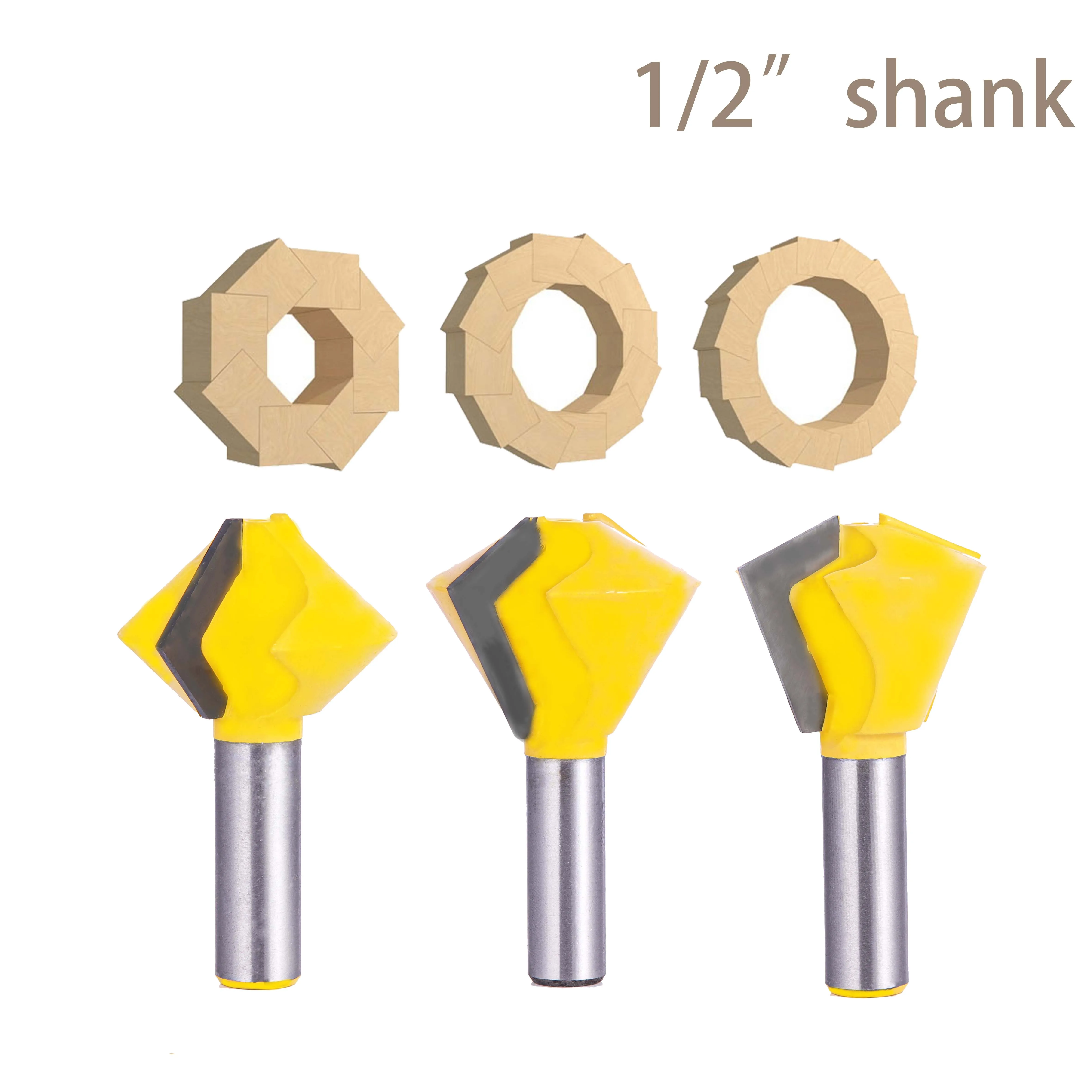 

1PC 1/2" Shank 6 Sided 8 Sided 12 Sided 16 Sided Multi Sided Glue Joint Router Bit woodworking engraving drill cutters
