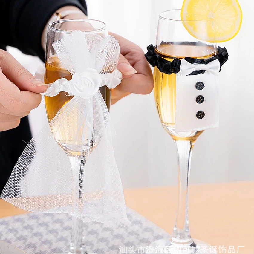 Details about   Wholesale 2x Toasting Decoration Bride Groom Party Wedding Mark Wine Glass Decor 