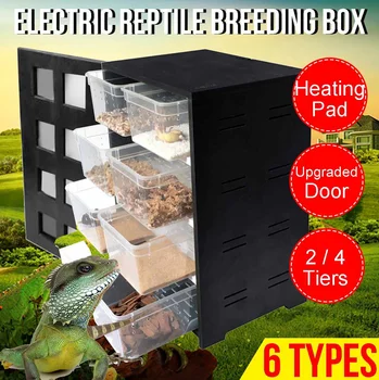 

Pet Reptiles Acrylic Feeding Box Terrarium 4/2 Layers Breeding Tank Insect Lizards House Drawer with Hygrometer Heating Pad Cage