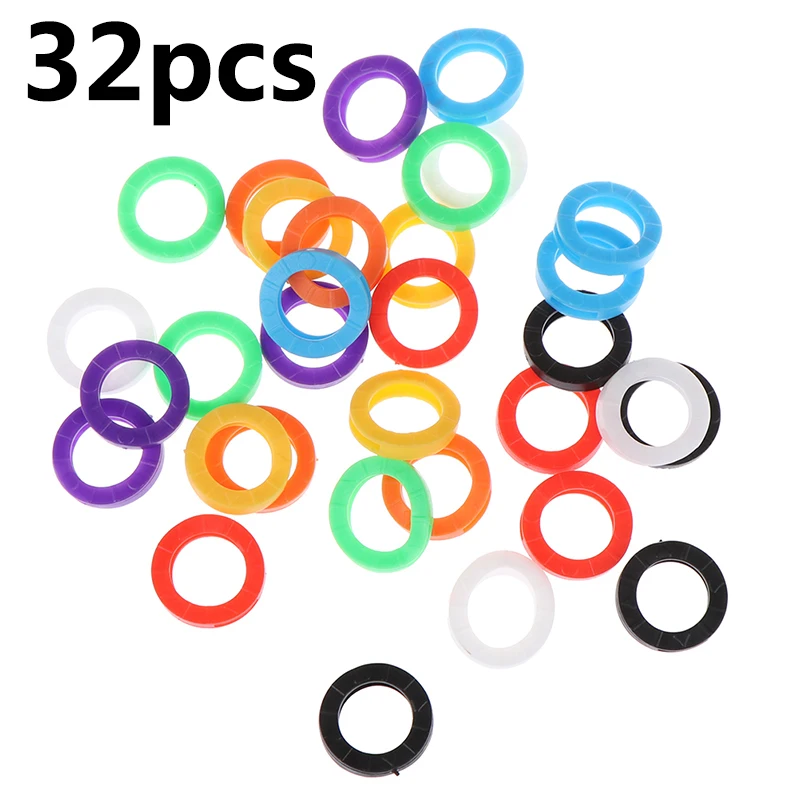 32pcs/lot Multicolor Elastic Mixed Color Hollow Rubber Key Covers Keyring Case Round Soft Silicone Keys Locks Cap | - Цена: 136,04 руб. / lot