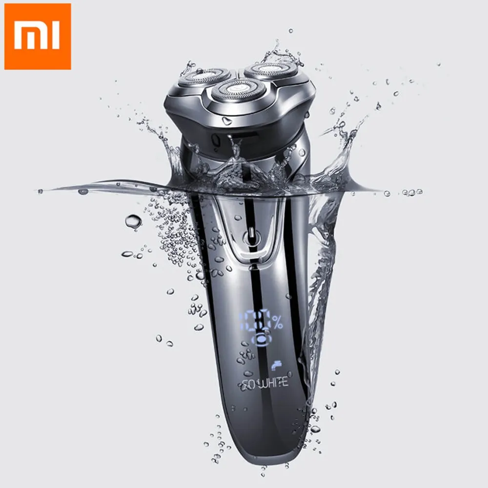 Дешево XIAOMI SO WHITE ES3 электрическая бритва, беспроводная 3D «Умная» бритва, font b usb b font зарядка, IPX7, водонепроницаемый светодиодный дисплей с 3 головками для муж...