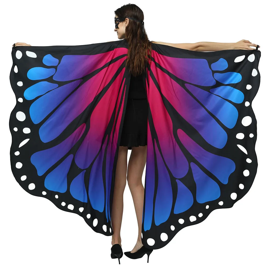 

Women Butterfly Wings Shawl 2018 New Scarves Ladies Nymph Pixie Poncho Costume Accessory Female Beach Cover Colorful Cape Poncho