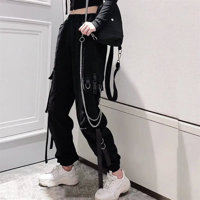 Women Elastic Waist Loose Streetwear Cargo Pants Female Fashion Ankle-length Jogging Sport Trousers Ladies Plus Szie Casual Pant Women Elastic Waist Loose Streetwear Cargo Pants Female Fashion Ankle-length Jogging Sport Trousers Ladies Plus Szie Casual Pant