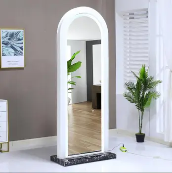 

European style simple beauty salon table touch LED lamp mirror barber shop mirror hair salon special floor mirror