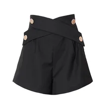 

2021 Spring Summer New Women's Shorts Temperament Solid Color Casual Bottoms High Waist A-line Suit Wide-leg Shorts Female Trend
