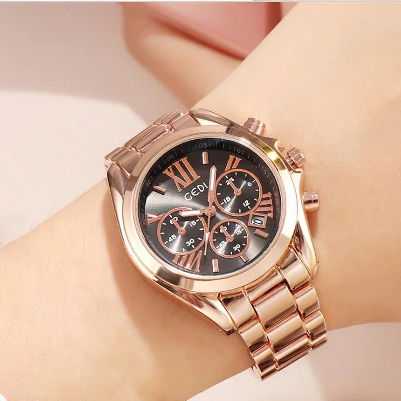 Women Watches Stainless Steel Waterproof Calendar Business Clock Female LuxuryQuartz Wrist Watch Bracelet Relogio Feminino