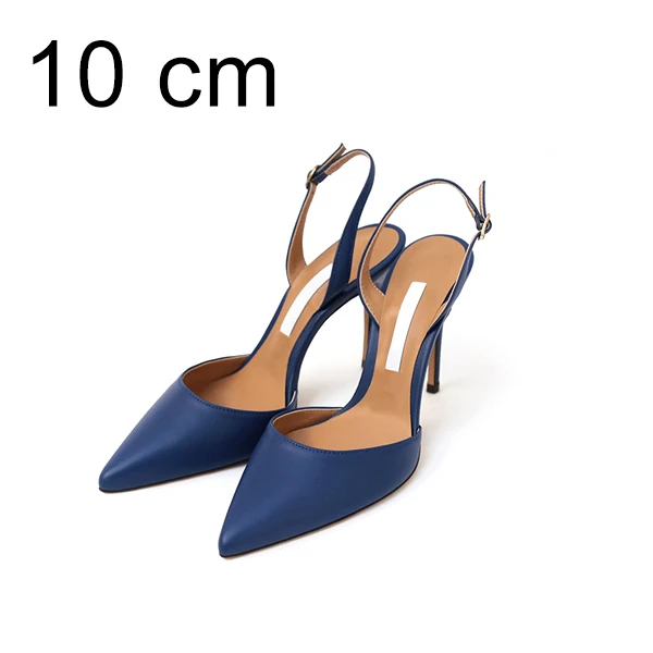Женские туфли-лодочки на каблуке; женская обувь на высоком каблуке; модные свадебные туфли с острым носком и пряжкой на ремешке; сезон весна-осень; повседневная обувь размера плюс D - Цвет: blue pumps 10cm