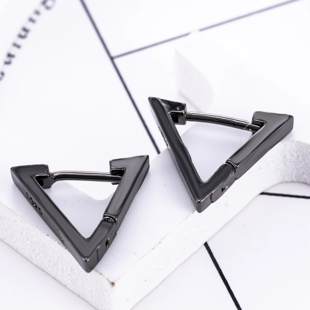 New Fashion Creative Geometric Men Women Triangle Earrings Silver Black Gifts Aretes De Mujer Modernos