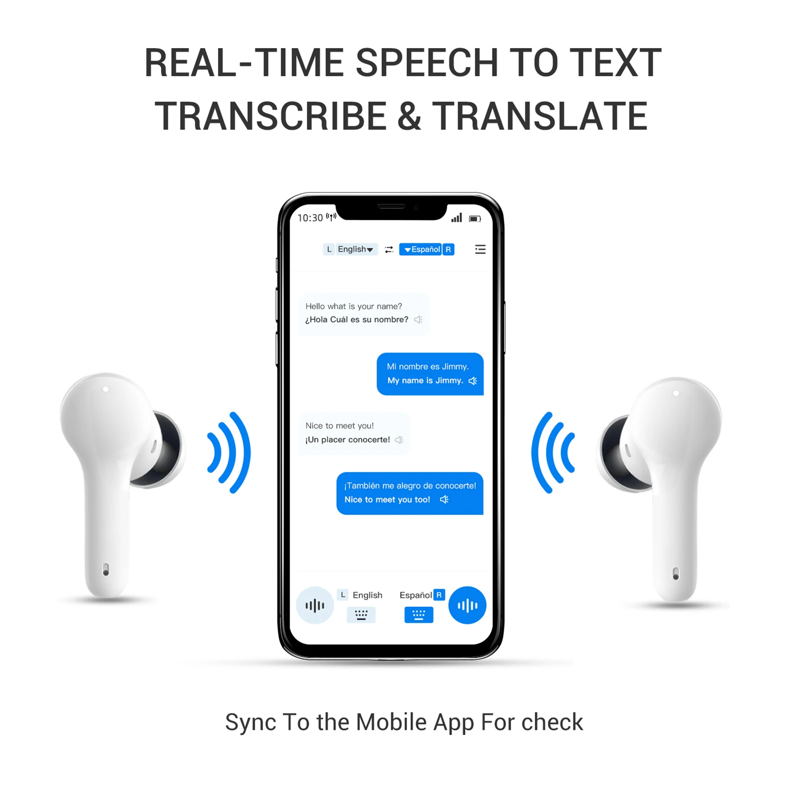 Wireless Translator Earbuds BT Headphones Ear Buds with Microphones Charging Case Support Real-time Translation in 71 Languages wireless earbuds,translator earbuds,translator earphones,translation headset