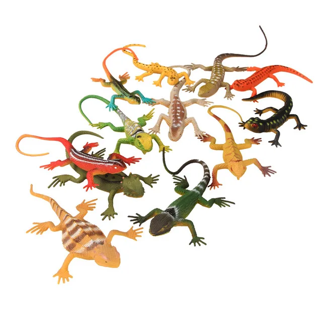 12PCS Lizard JIMITU 12 шт./компл. 4,5-8 см Пластик морской фигурки животных животные океана Морская жизнь Акула китовый Краб детские игрушки - Цвет: 12PCS Lizard