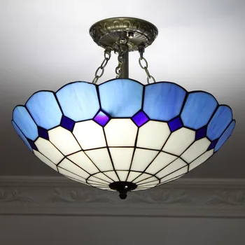 

Multicom European Aisle Ceiling Chandelier Lamp Blue Garden Style Iron Mediterranean LED Bulbs Pendant Lights Cord Pendant Metal